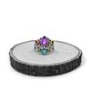 Multi-Gemstone Crown Ring: 925 Sterling Silver