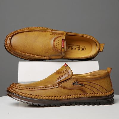 Men's Spring New Bean Shoes One Step PU Leather Shoes Anti Slip Soft Leather Soft Bottom Versatile Breathable Men's Casual Shoes