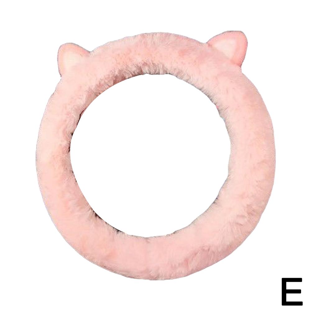 Cute Cartoon Cat Auto Steering Wheel Plush Protective Cover Winter Car Non-slip Warm Interior Animation Decoration Accessories