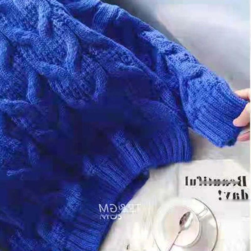 Polotröja Dam Vit Casual Lös Pullover Stickade Toppar Höst Vinter Ny Mode Damstickat Tröja Ytterkläder