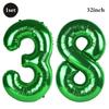 32 Inch Green Number Foil Balloons 0-9 Jungle Safari Theme Soccer Party Decor Kid Boy 1st Birthday Dinosaur Baby Shower Supplies