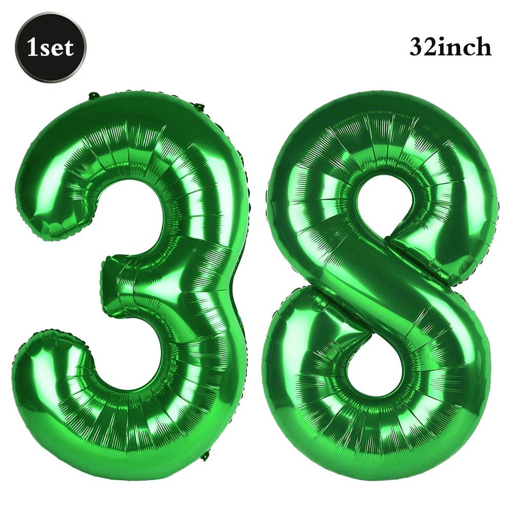 32 Inch Green Number Foil Balloons 0-9 Jungle Safari Theme Soccer Party Decor Kid Boy 1st Birthday Dinosaur Baby Shower Supplies