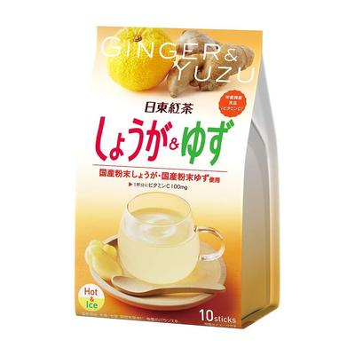 NITTOH Tea Ginger and Yuzu Warming Drink with Yuzu Citrus and Ginger, 10 Sticks for 10 Days