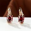 White Blue Pink Red Oval Stone Earrings Rose Gold Color Wedding Earrings Multicolor Zircon Charm Crystal Hoop Earrings For Women