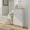 Shoe Cabinet 24 Pairs Narrow Shoe Cupboard With 3 Flip Drawers Adjustable Shelves White