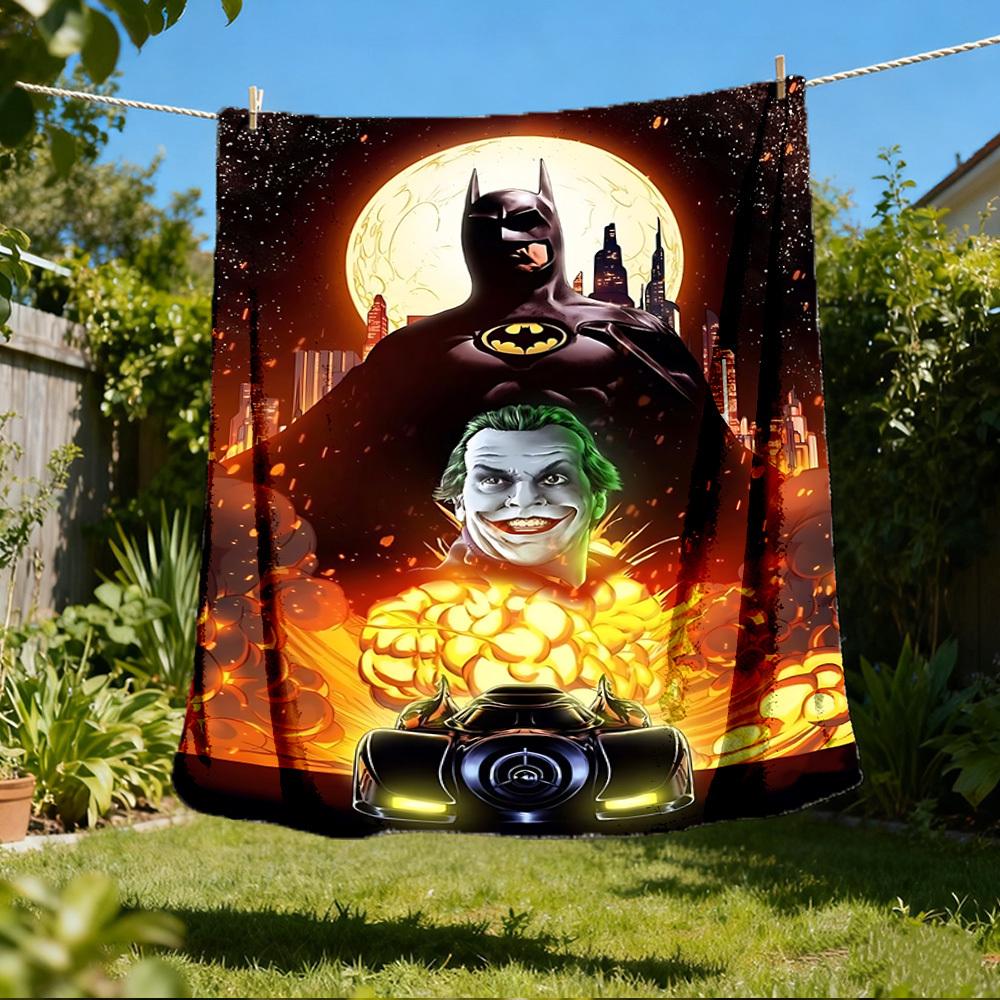 1pc Batman, Joker Outdoor Flannel Throw Blanket Soft, Lightweight & Warm for Sofa, Office