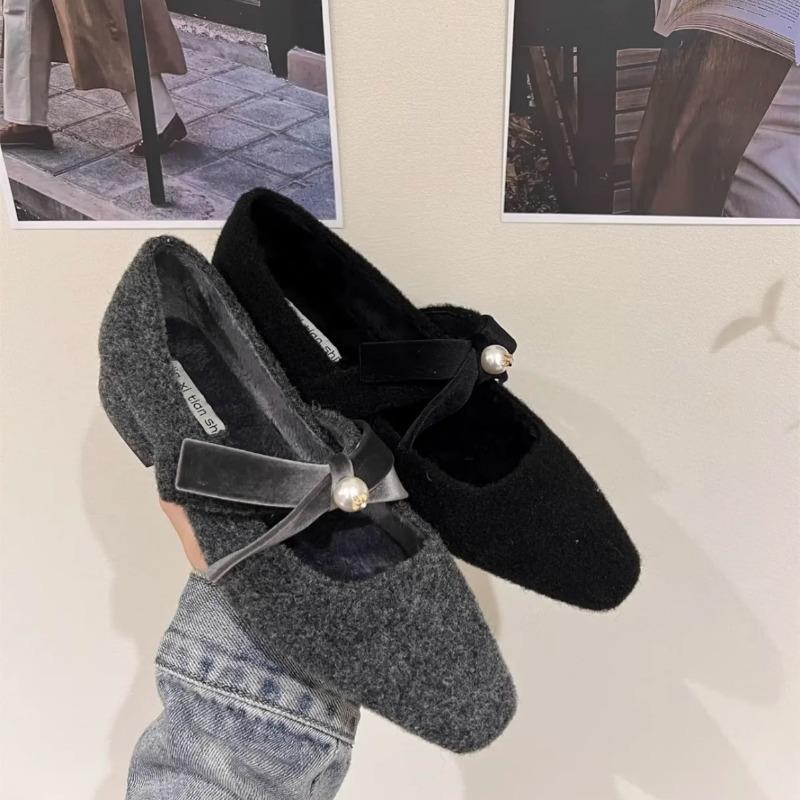 Anti-slip Single, Thick-heeled Single Shoes, Women's Fleece Shoes