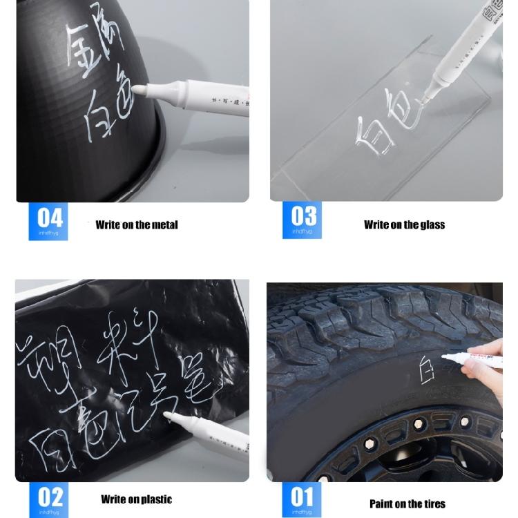 10 Pieces White Markers Waterproof Paint Pens Permanent Markers Marker Pens Oil-based Markers for Tire Metal Glass