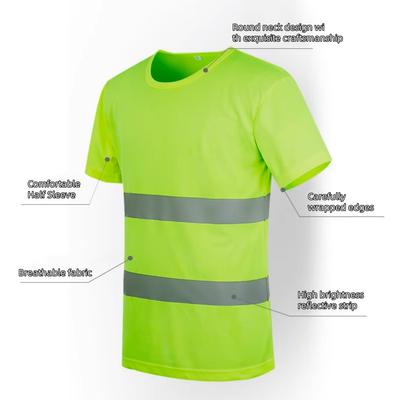 Fluorescenčné vysoko viditeľné reflexné košele Bezpečnostné polo tričko Stavebné tričko Rýchloschnúce pracovné oblečenie Nočná cyklistika Bicyklovanie