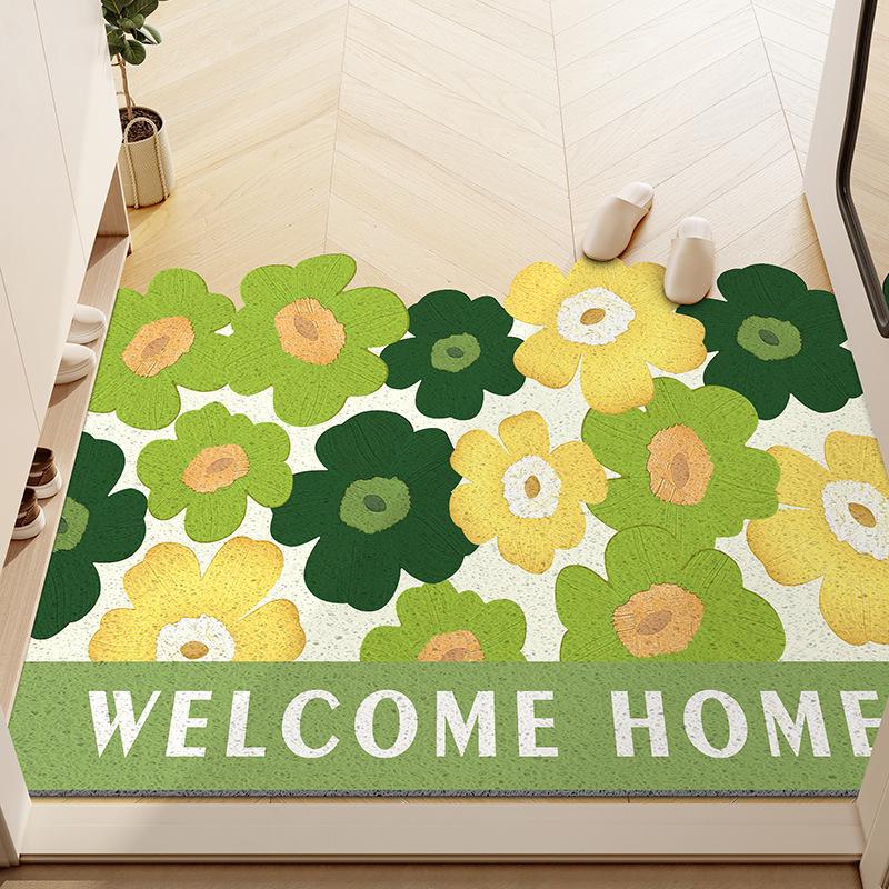 Прочный противоскользящий коврик для прихожей - Цветочный шелковый петлевой, Устойчивый к грязи, Легко чистится, Можно обрезать для индивидуальной подгонки 40*60cm