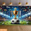Fußball Trophäe Feier Wandbild Fußballstadion Sieg Szene Sport Party Hintergrund Meisterschaft Pokal Torfeld Wandbehang