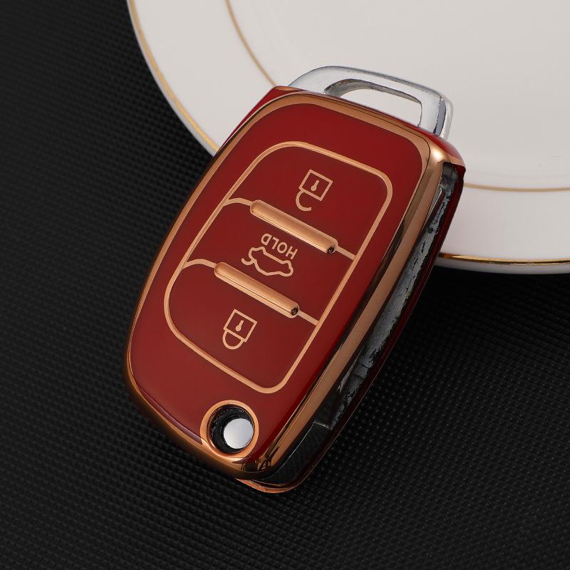 Premium Hyundai Key Cover: Mistra, Elantra, ix35, Santa Fe, ix25 - Gold Edged Full Wrap Protective Case.