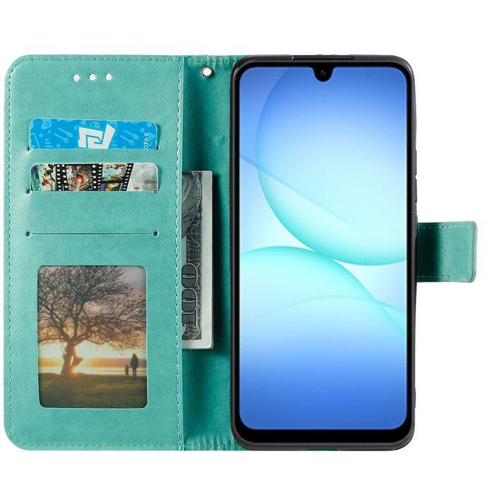 Coque de Protection - BOOLING - Samsung Galaxy A17 4G/5G - Cuir Synthétique Vert Gravure Mandala