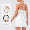 With Chest Pad Nude Feel Sling Yoga Tennis Skirt Stretch Quick-Drying Golf Exercise Skirt Pocket Fitness Two-piece Set Pack
