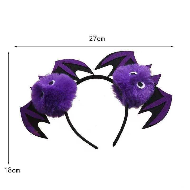 Halloween Bat Wing Pom Pom Headband Cute Monster Eyeball Hair Hoop Cosplay Costume Party Photo Hair Accessories For Kids Women