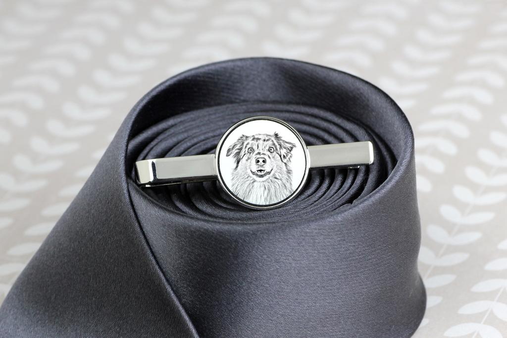 Australian Shepherd - tie clip with a dog, personalized tie clip, a unique gift for a man from the Art-Dog brand
