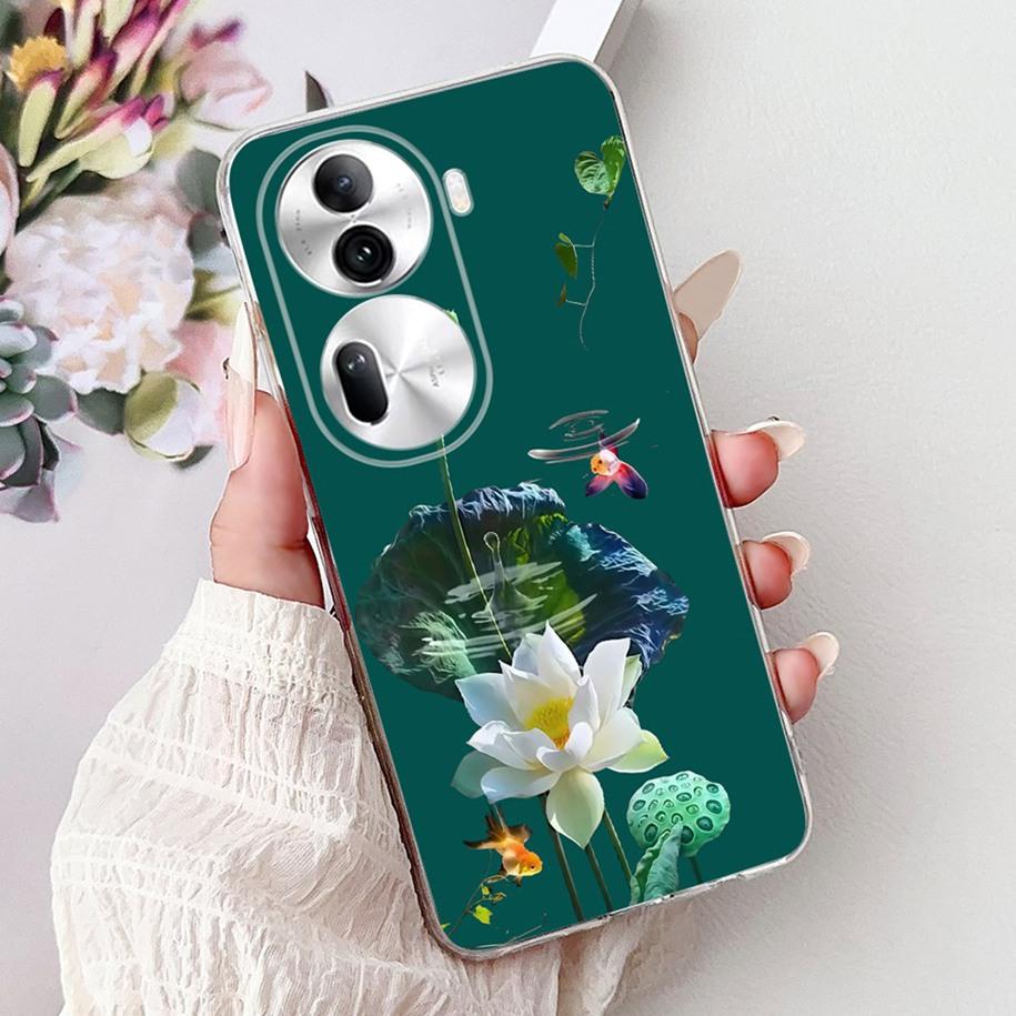 For OPPO Reno 11 Pro 5G Case CPH2607 New Fashion Flower Butterfly Silicone Clear Soft Phone Case On OPPO Reno11 5G CPH2599 Funda