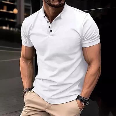 2024  Men's Short-Sleeve Button Solid Color Shirt POLO Shirt Summer Casual Comfortable Men's Clothing