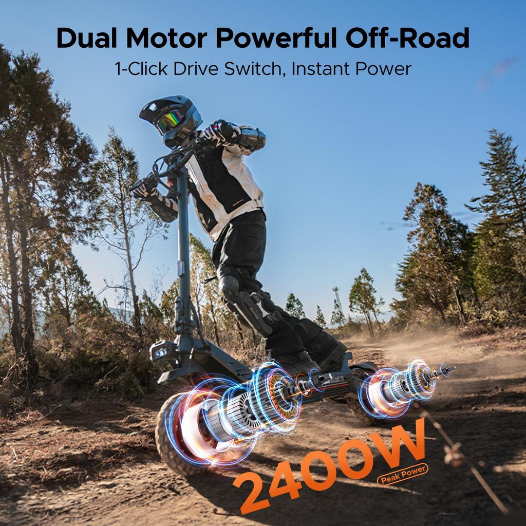 Engwe Y1000 Monopattino da fuoristrada 52V, motore doppio da 800W, autonomia fino a 100 km, doppia sospensione, Bluetooth e app, pneumatici da fuoristrada