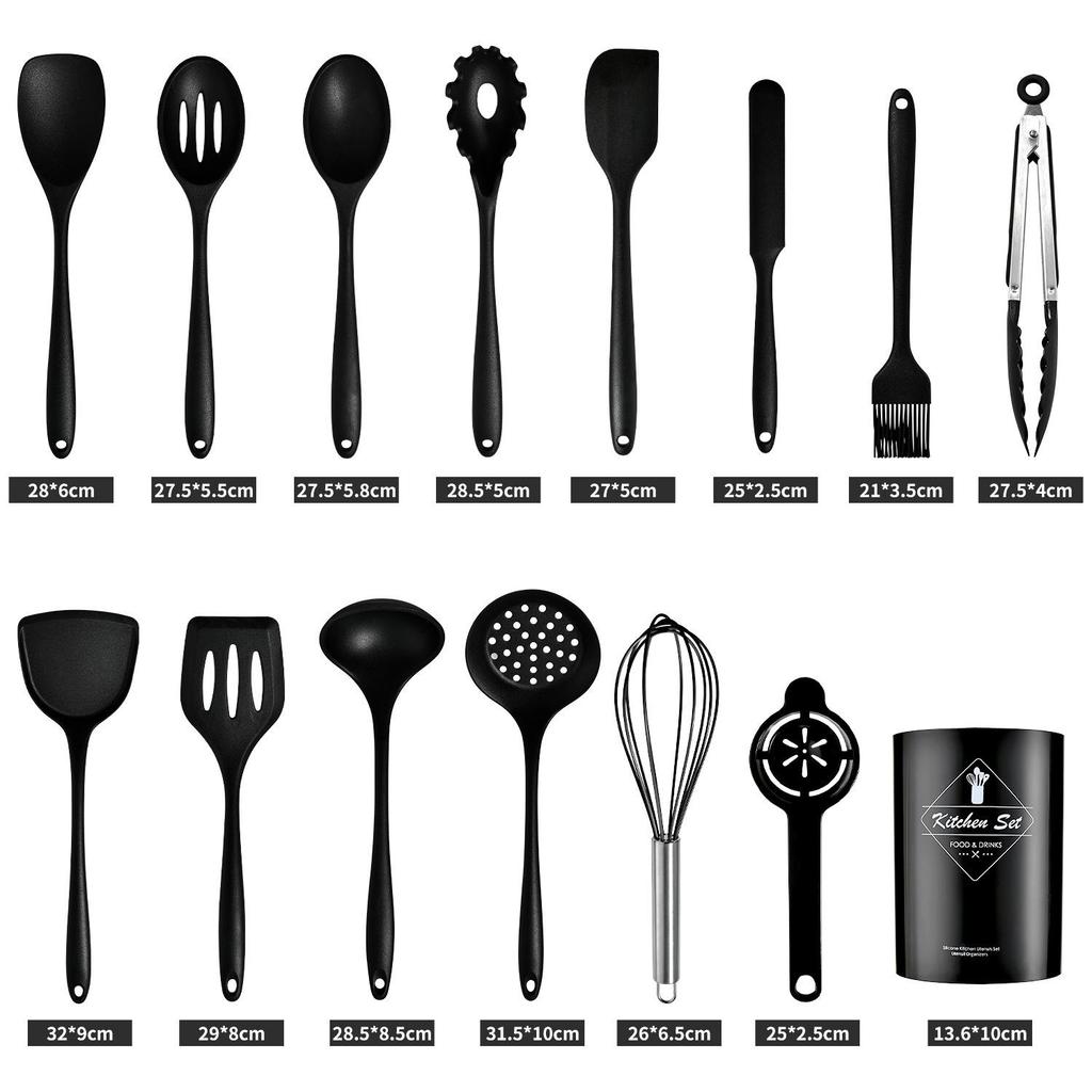 15-Piece Non-Stick Silicone Kitchen Utensil Set: Spatulas, Soup Ladle, Cooking Spoons