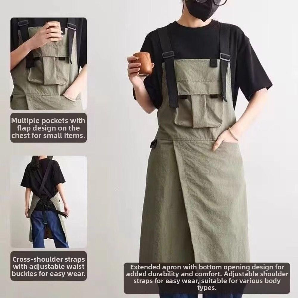 Simple Cross Strap Apron Stain-proof Waiter Sleeveless Apron Catering Work Clothes BBQ
