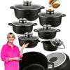 Topfset Induktion Marmorierte Deckel Konighoffer Pollo 12 Teile