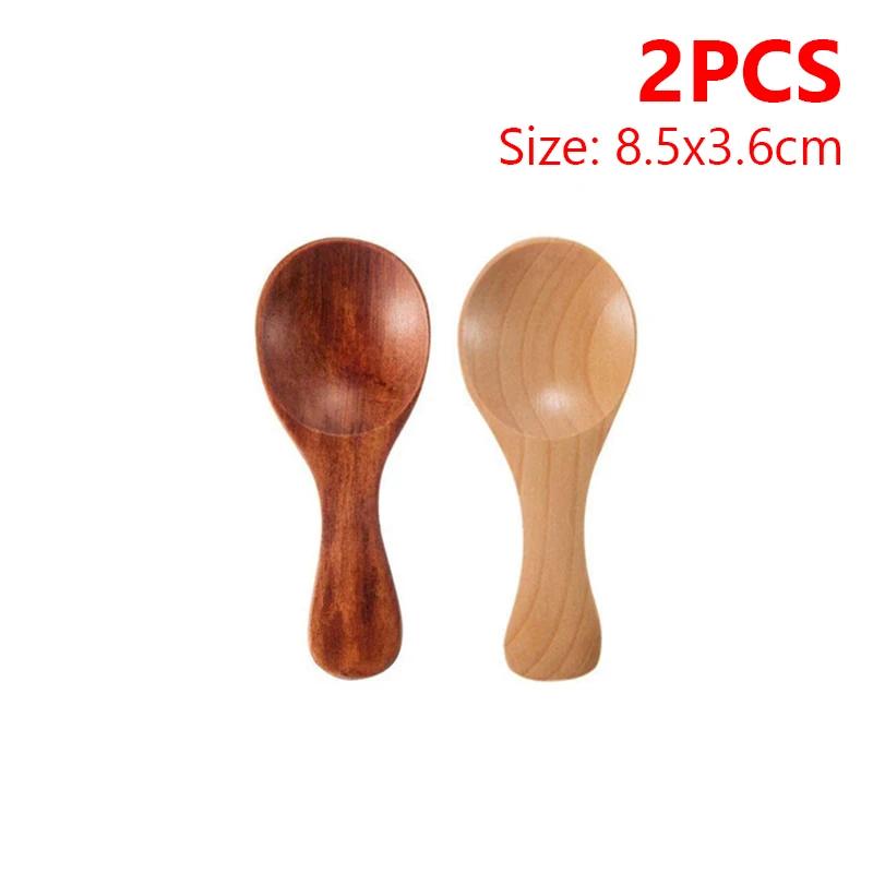 4/2/1pz Mini cucchiai di legno da cucina Cucchiaio per spezie e condimenti Cucchiaini da caffè e zucchero Cucchiaini da tè per bambini Manico corto Cucchiai di legno Stoviglie per la casa
