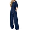 Conjunto de Pantalones Anchos de Corte Holgado con Top de Manga Corta y Cuello Redondo con Detalle de Lazo en la Cintura Conjunto Casual de Dos Piezas para Mujer