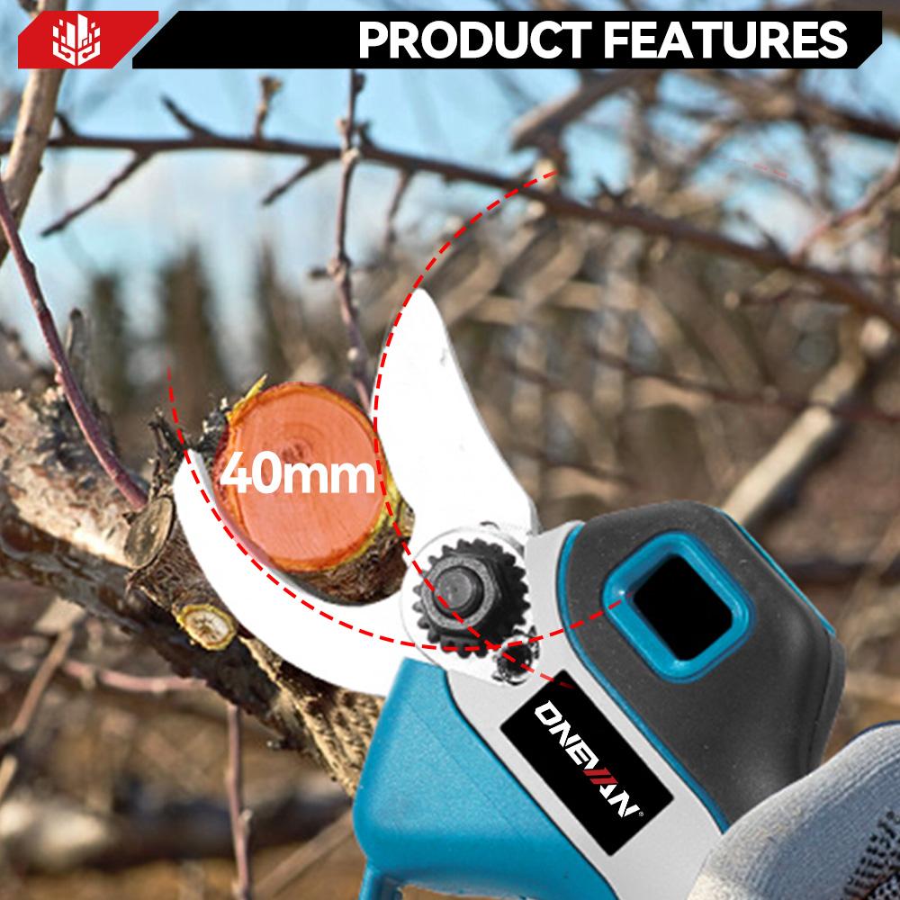 ONEVAN 30mm Brushless Electric Pruning Shear Cordless Scissor Tree Pruner Branch Cutter Garden Power Tool For Makita Battery Pin