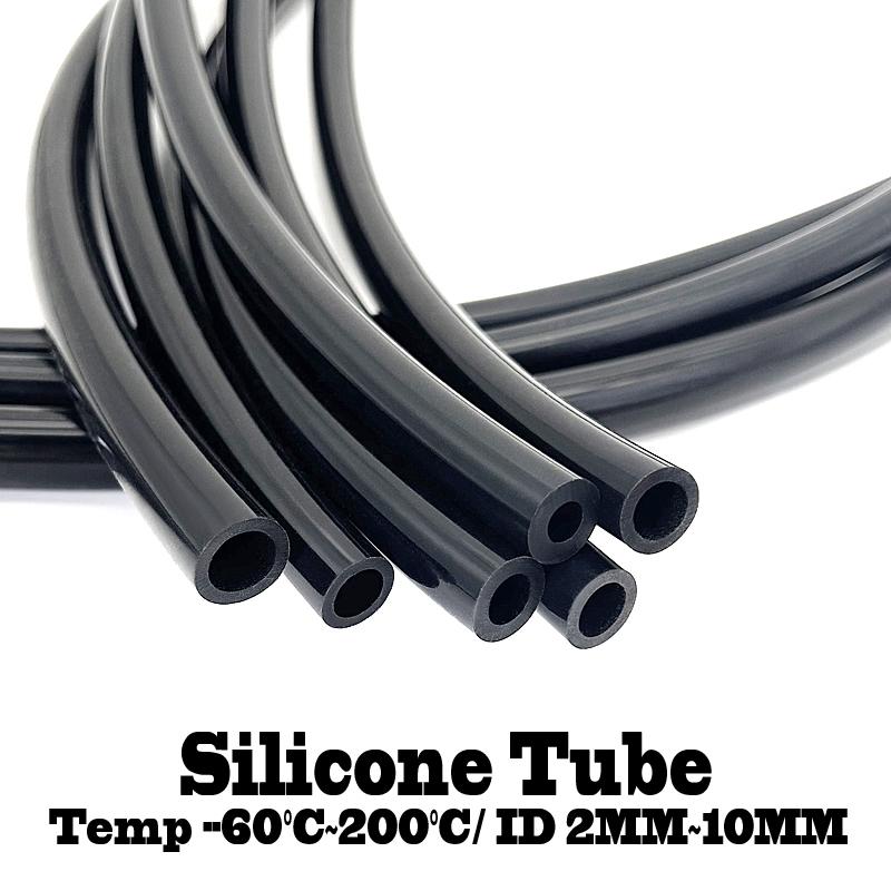 ID 2mm-10mm Food-Grade Black Silicone Tube Flexible Heat-Resistant Hose Non-Toxic for Kitchen Beverage & Food Fluid Transfer
