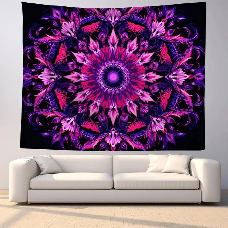 

Фиолетовый Мандала Цветочный Узор Подвесная Ткань Домашнее Настенное Украшение Гобелен Спальня Гостиная Гобелен 100x75cm