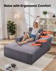 Chaise Lounge Chair, 1380 Mm Boneless Chaise Lounge Indoor, Modern Upholstered Oversized Reading Chair with Throw Pillows & Armrests, Sofa Couch Deep