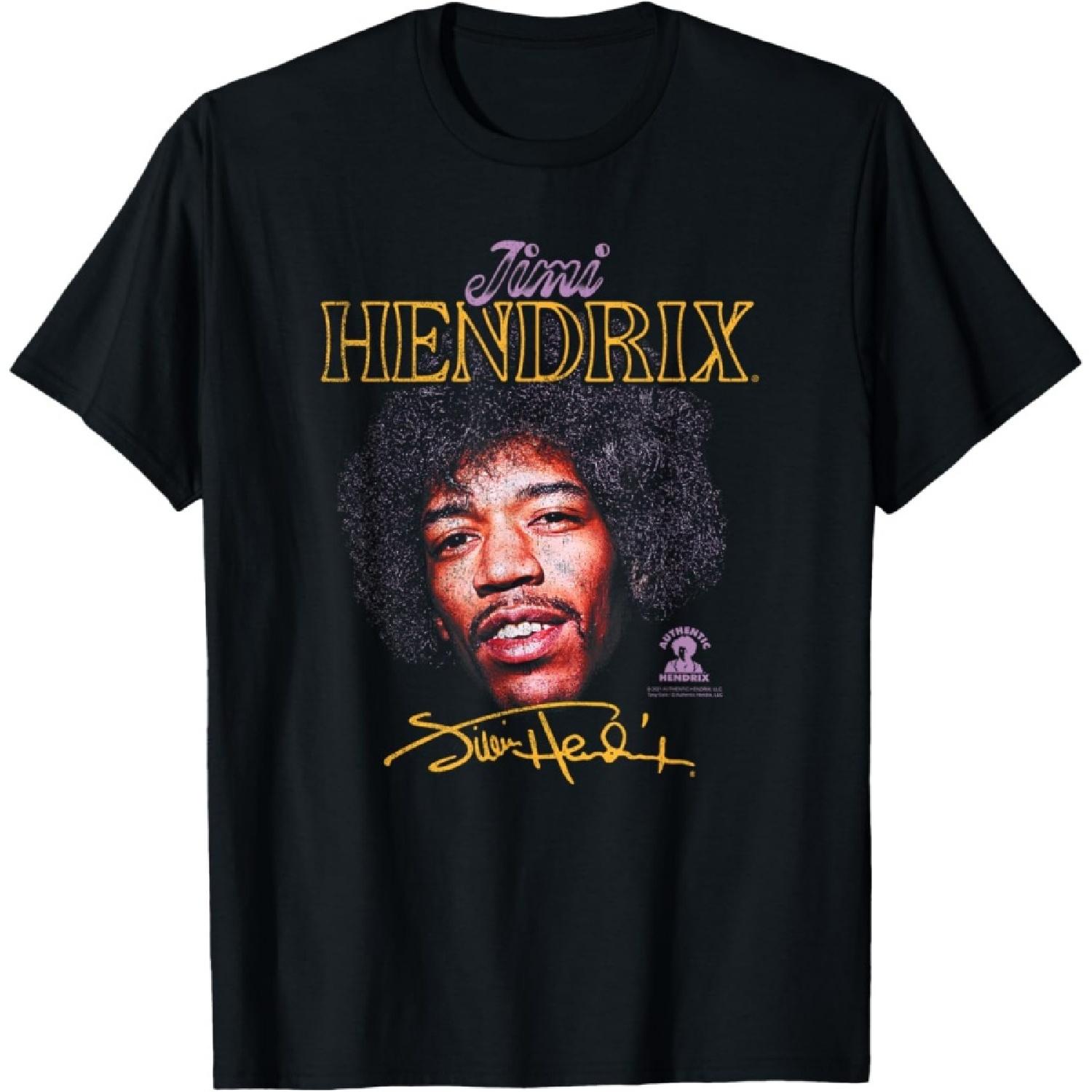 Jimi Hendrix Portrait with Signature T-Shirt S