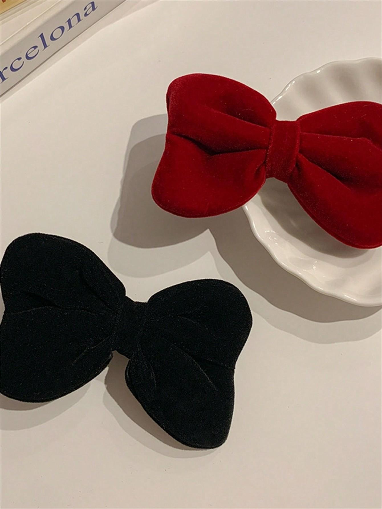 

1 Hair clip for Ladies New Year stereoscopic red velvet bow Hair accessory s Sweet temperament bangs clip Size fits all