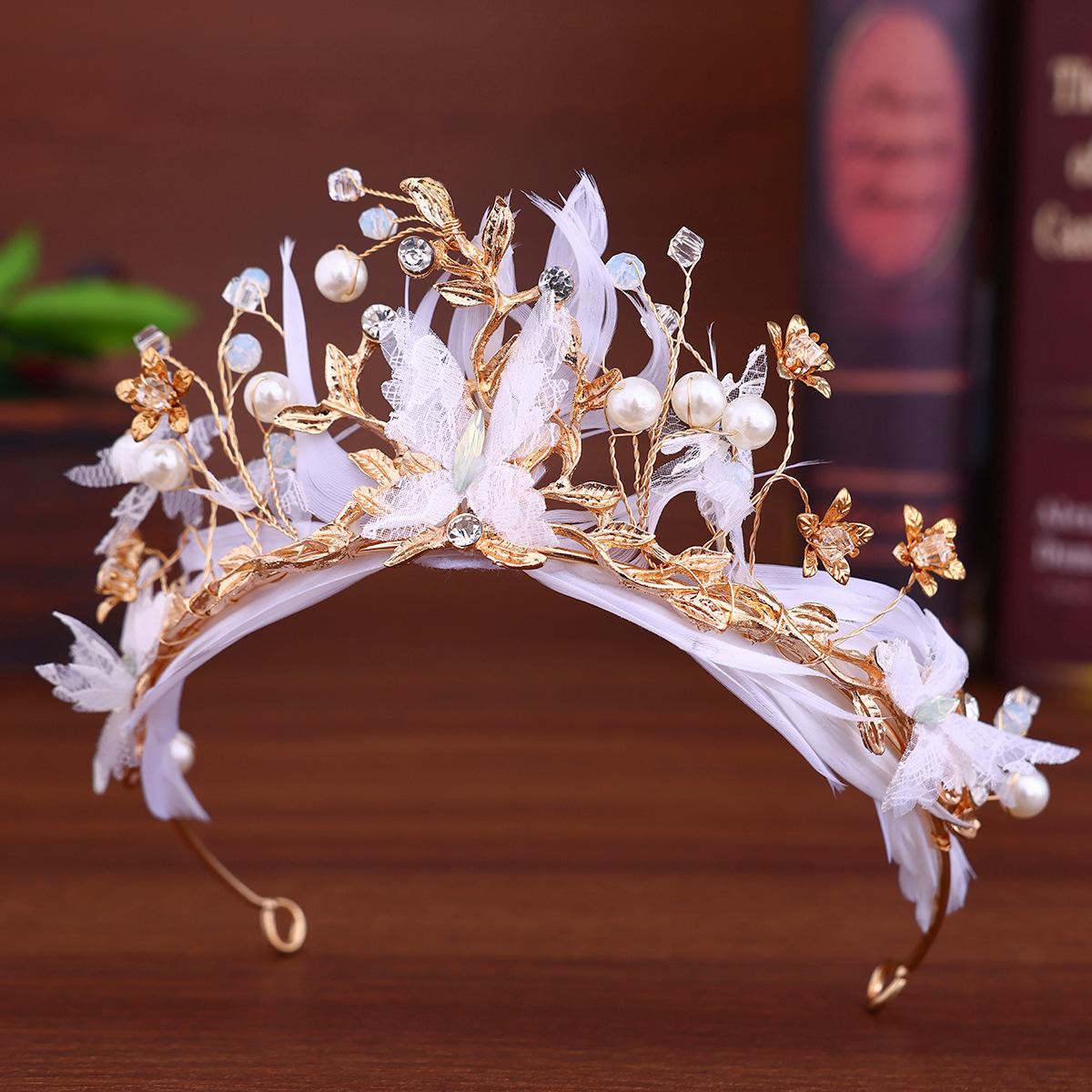 

Европейские и американские свадебные короны Ручной работы Перьевые короны Повязки на голову Изысканные свадебные платья Свадебные платья и аксессуары