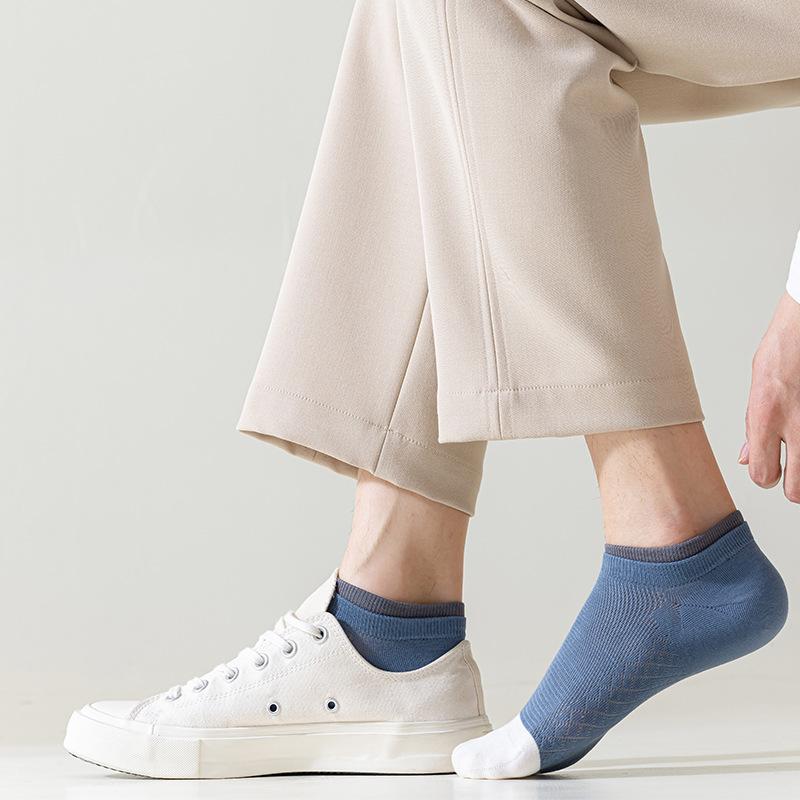 Spring and Summer Men's Short Socks: Blue Anti-drop and Invisible Socks, Thin Boat Socks
