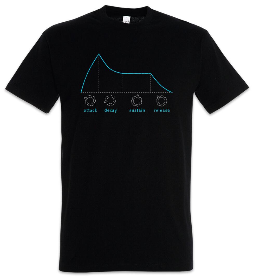 

Synthesizer ADSR I T-Shirt Mens Womens Tees Top Audio LFO Wave Sound Music DJ MC Electro 80s 90s XL