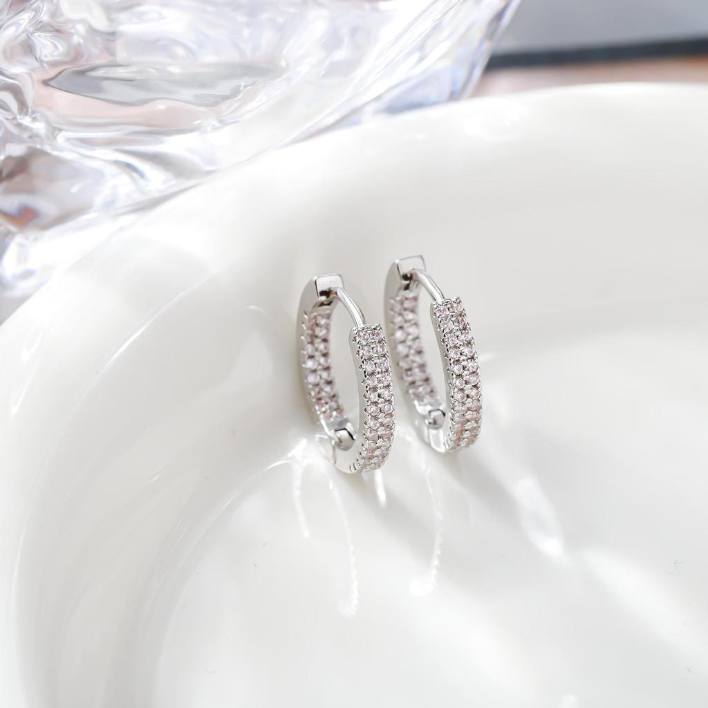 European & American High-End Luxury Zircon Full Diamond Ear Studs for Women