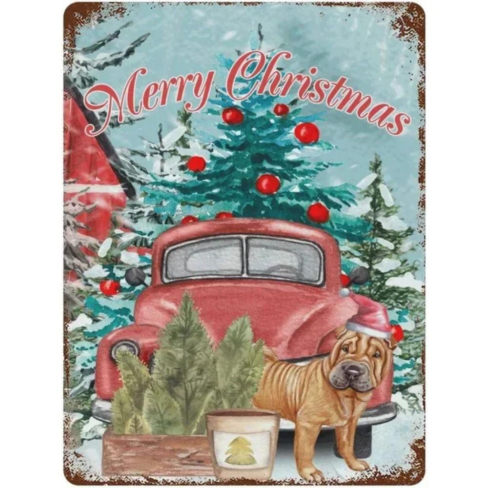 Merry Christmas Santa Metal Sign, Festive Holiday Wall Decor 20x30cm