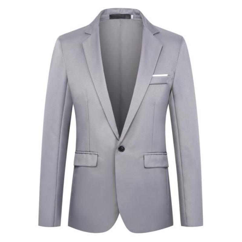Moda Uomo Tinta Unita Manica Lunga Revers Slim Fit Blazer Abito Cappotto Soprabito