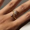 Youthway Fashion White Zirconia Sun Open Ring Stainless Steel 18k Gold Color - Plated Women's Ring Suitable for Everyday Wear