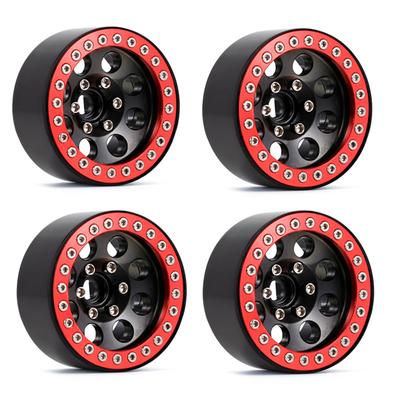 Jante de roue en alliage d'aluminium Beadlock 2,2 pouces Jantes de roue Moyeu 4 pièces Remplacement pour TRAX4 SCX10 90046