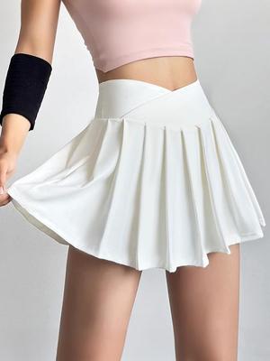 Women's Anti-Exposure High-Waisted Pleated Tennis Skirt - Quick-Drying, Breathable Yoga & Fitness Wear
