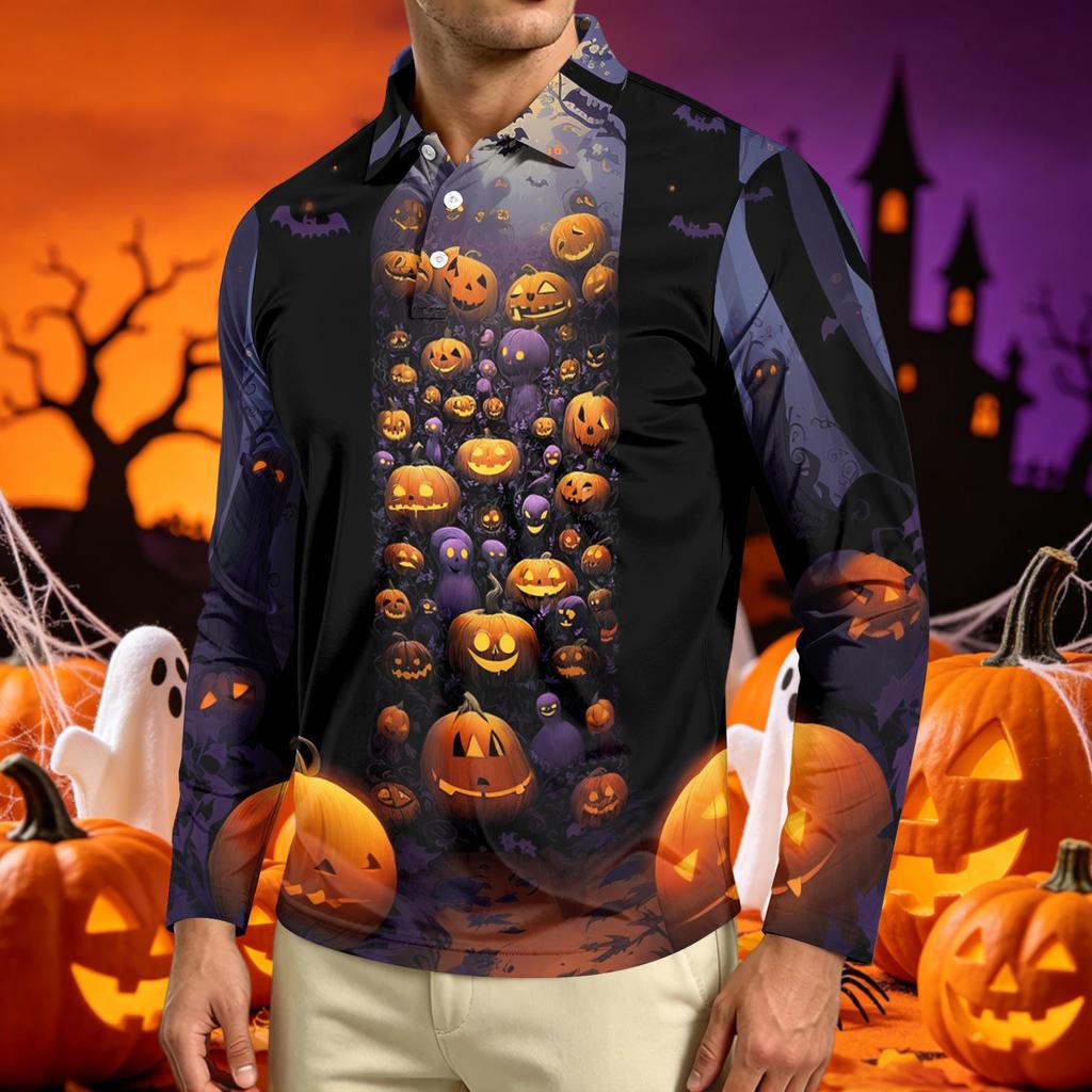 Men's Long Sleeve Printed T-Shirt Casual Neck Top for Everyday Wear