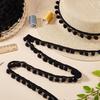 PH PandaHall 20 Yards Cotton Pom Poms Balls Fringe Trim, 13mm Round Pompoms Ball Triangle Connect Tassel Trim Black Ribbon Fringe Tassel Lace for DIY