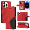 For iPhone 15 Pro Leather Phone Case Stand Wallet with Bi-colour Splicing Design