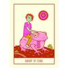 Squid Cake Tarot 9*6.5cm 78 Card Deck with Knights Riding Creatures, Quirky Faces and A Delicious Colour Palette