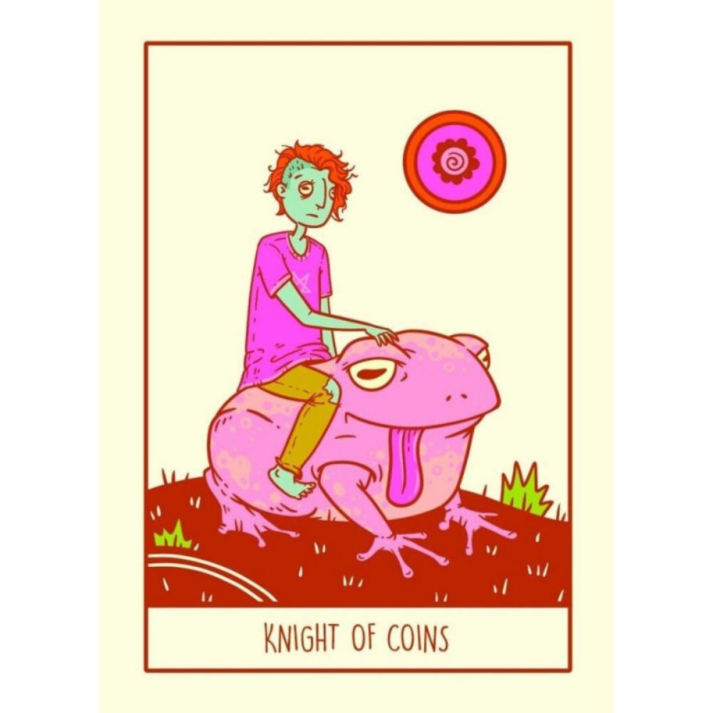 Squid Cake Tarot 9*6.5cm 78 Card Deck with Knights Riding Creatures, Quirky Faces and A Delicious Colour Palette