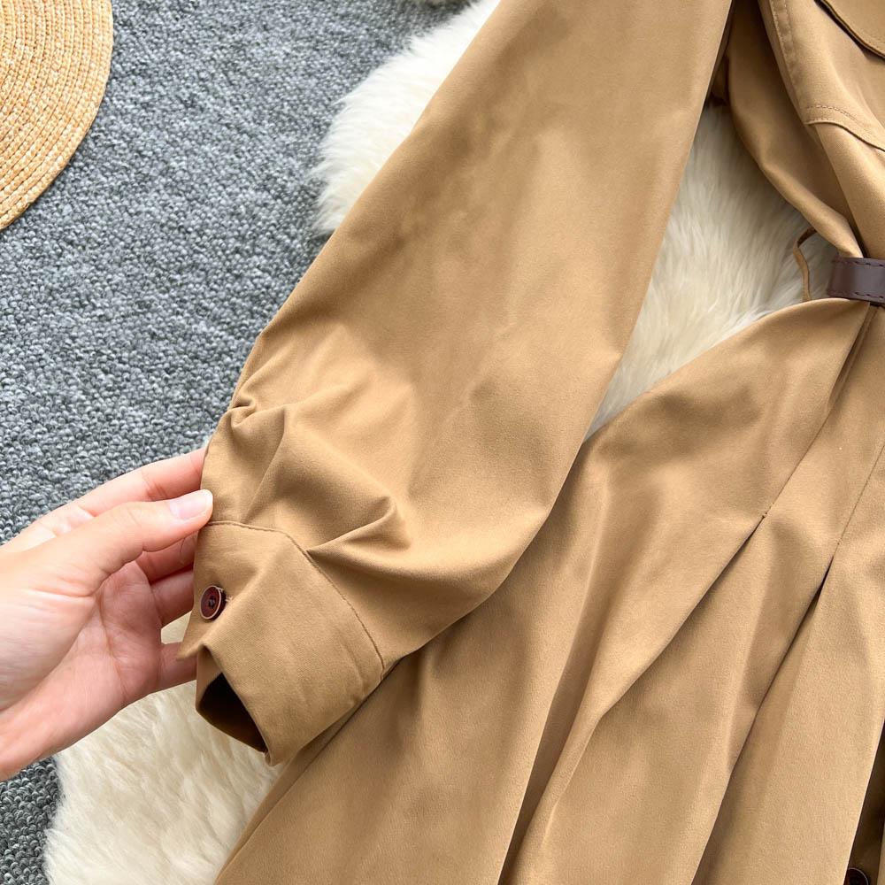 French Light Maturity Minimalist Retro Lapel Long Sleeve Single Button Waist Cinching Dress Women Autumn Slim Fit Elegant Maxi Dresses