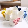 Safe 340ML Ceramic Coffee Mug Elegant Anti-scald Handle Bowknot Tea Cup Simple Non-slip Bottom Pottery Drinkware School/Office